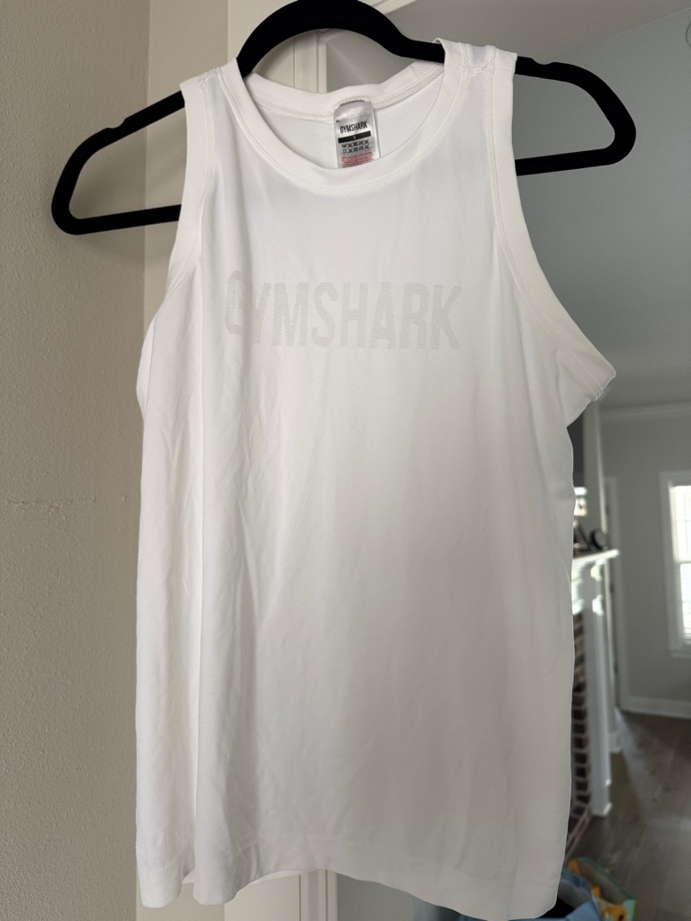 Gymshark White Performance Tank Top with Subtle Logo